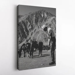 Vintage Golf Canvas Wall Art | Black and White Photo with Horses | Premium Fade-Resistant Canvas | Collector's Gift for Golf Enthusiast