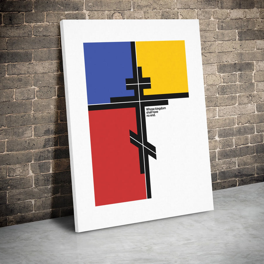 Orthodox Cross Wall Art | Minimalist Color Block Religious Print | Premium Gallery Wrap Canvas | Christian Home Decor Gift for Believers