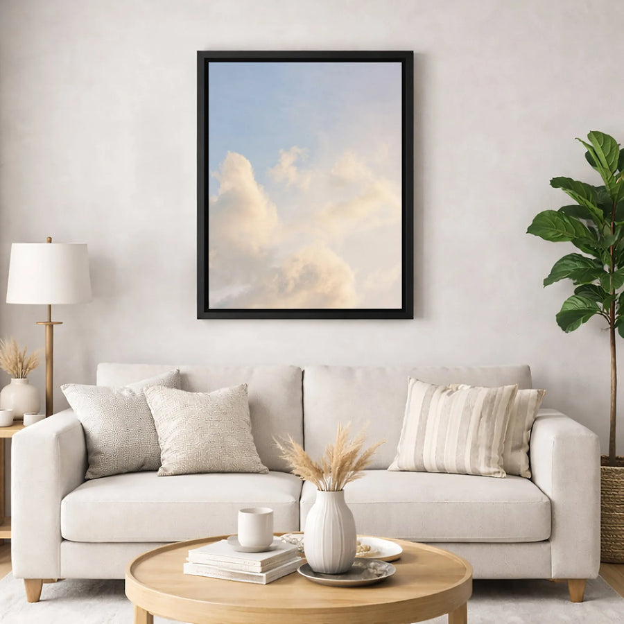 Pastel Sky Canvas Wall Art | Soft Clouds Minimalist Landscape | Gallery Quality Fade-Resistant Print | Serene Home Decor For Living Room
