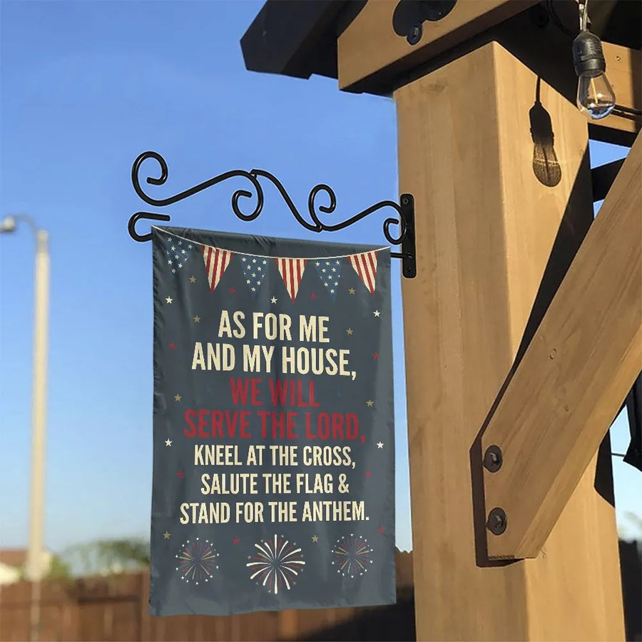 Christian Patriotic Garden Flag | As For Me And My House Quote | Double Sided Weather Resistant Polyester | Religious American Yard Decor Gift