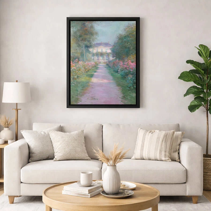 Claude Monet The House At Giverny Canvas Print | Impressionist Rose Garden Wall Art | Premium Gallery-Wrapped Decor | Classical Art Gift for Home