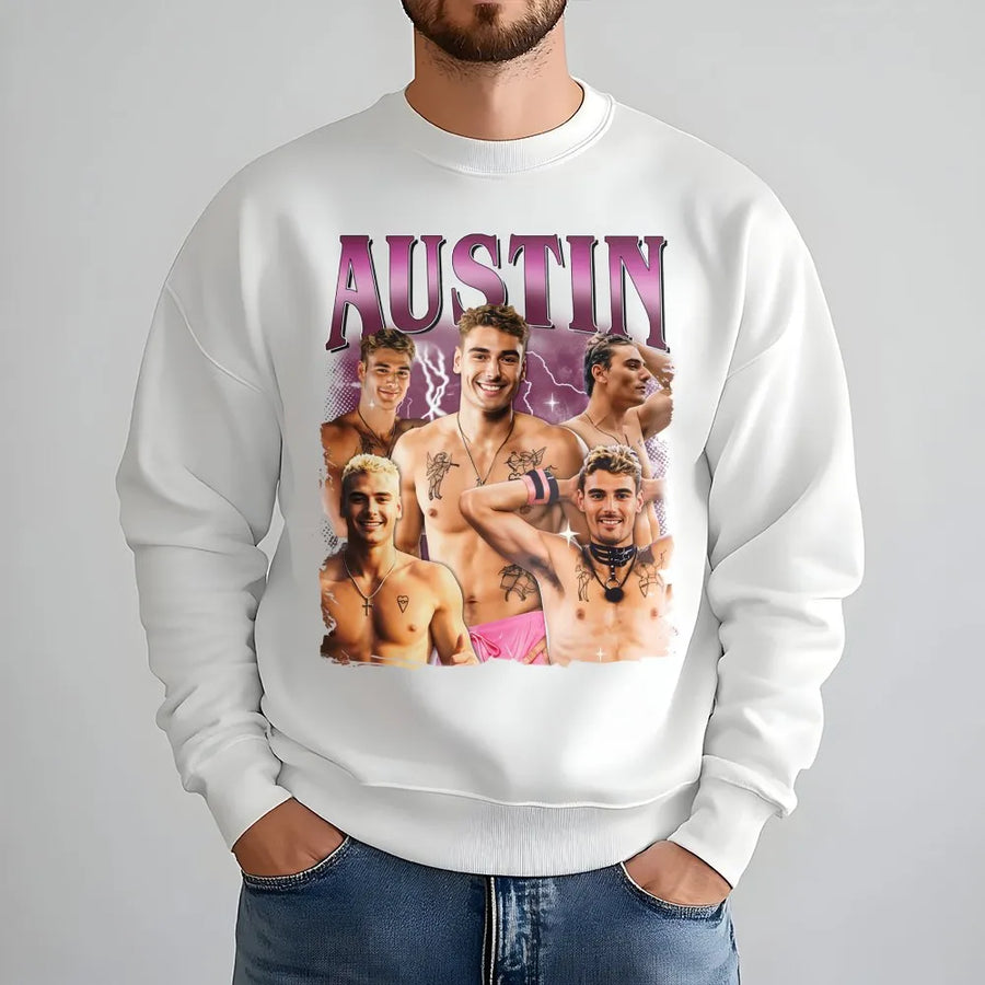 Austin Reality TV Star Sweatshirt | Vintage 90s Bootleg Graphic | Premium Cotton Blend | Funny Fan Birthday Gift for Her and Him