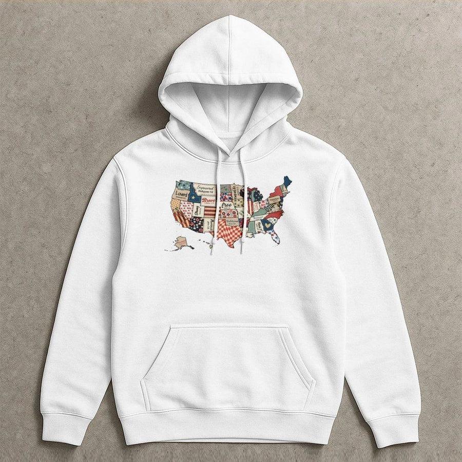 USA Map Hoodie | Patriotic Bible Verse Graphic Design | Premium Cotton Blend | Gift for Christian Women and 4th of July Celebration