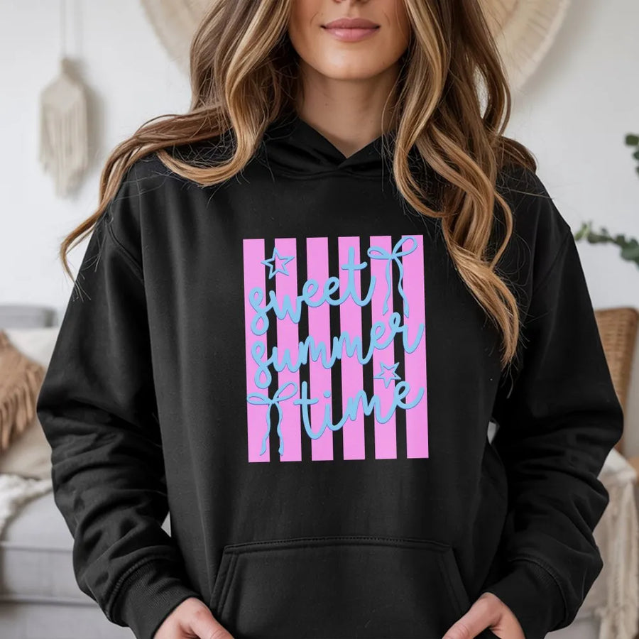 Preppy Beach Hoodie | Sweet Summer Time Graphic | Soft Cotton Blend Sweatshirt | Coquette Aesthetic Gift for Her