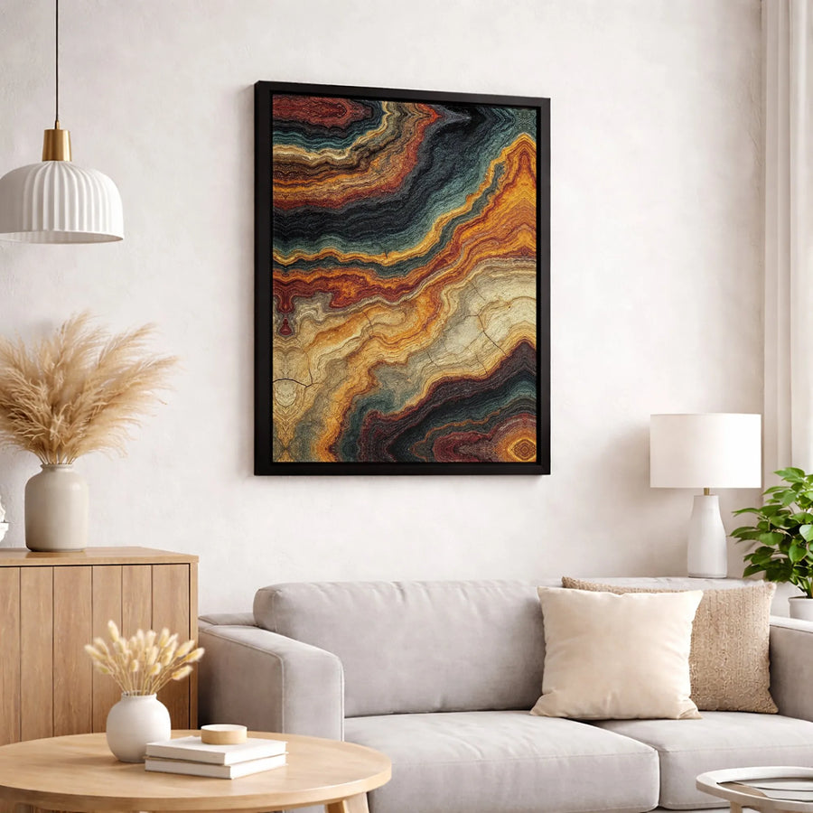 Abstract Earthy Geode Wall Art | Large Agate Stone Texture Print | Gallery-Quality Stretched Canvas | Modern Home & Office Decor Gift