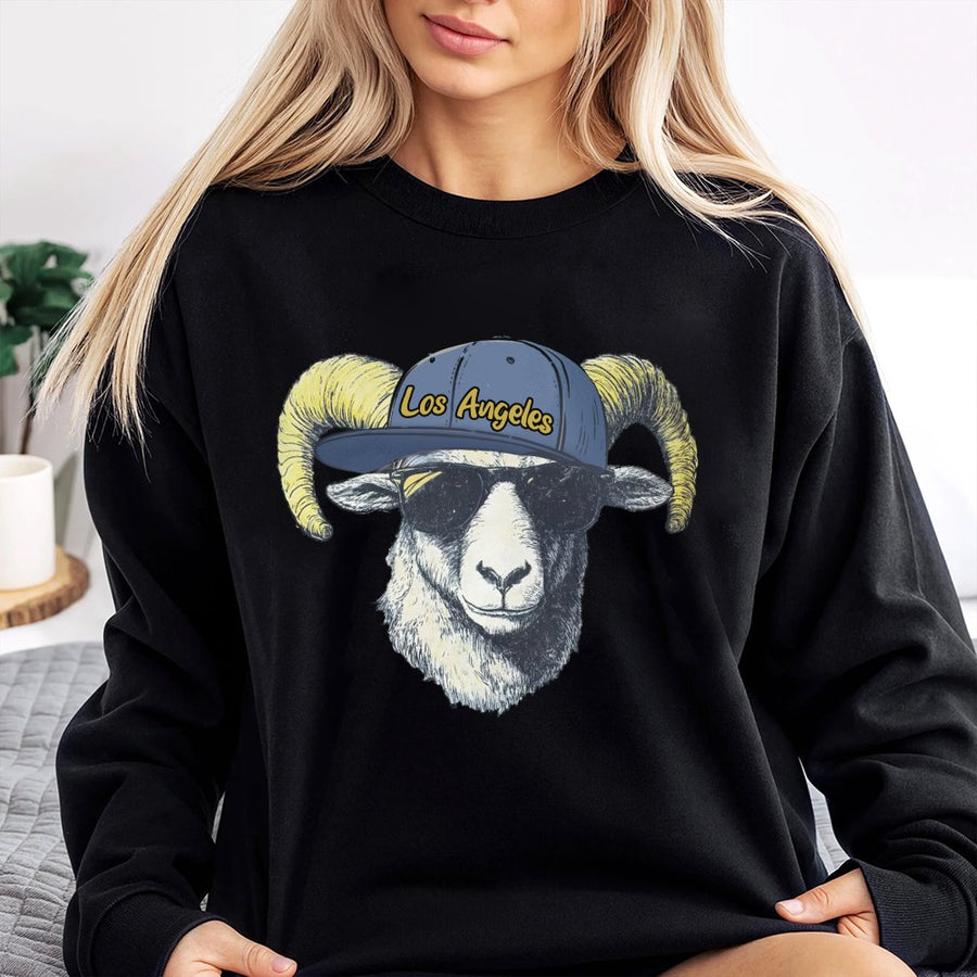 Los Angeles Ram With Sunglasses And Baseball Cap Sweatshirt