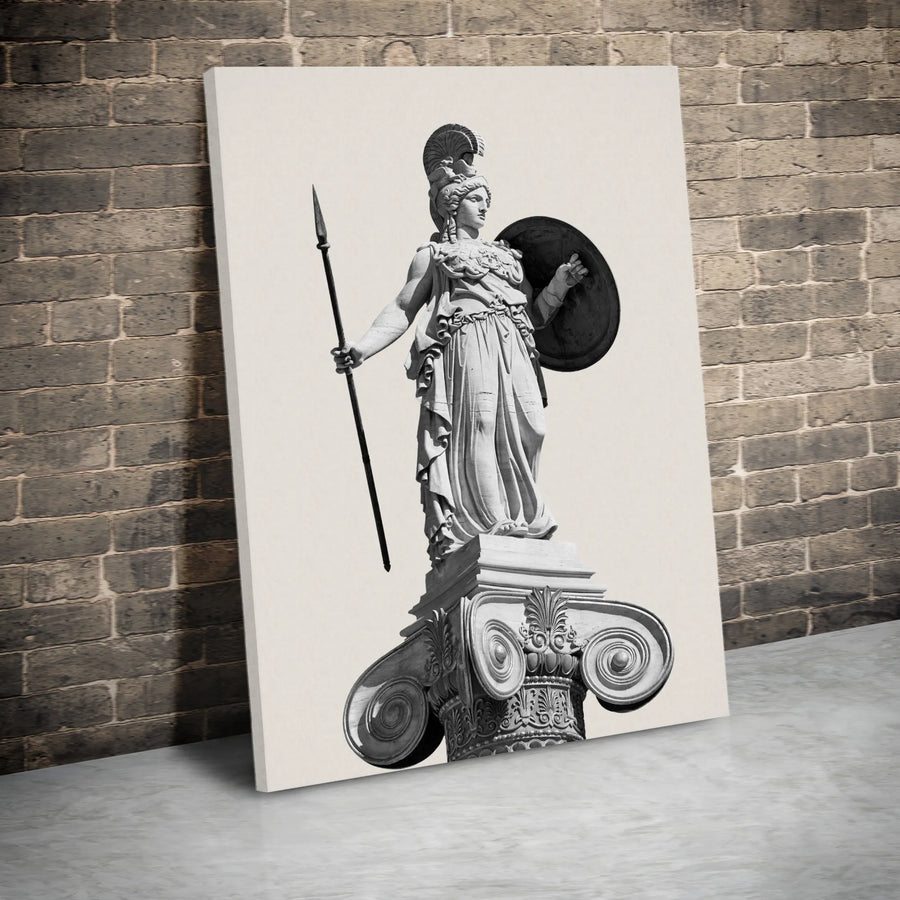Athena Statue Canvas Wall Art | Minimalist Greek Mythology Decor | Premium Gallery Wrapped Canvas | Home & Office Decor Gift