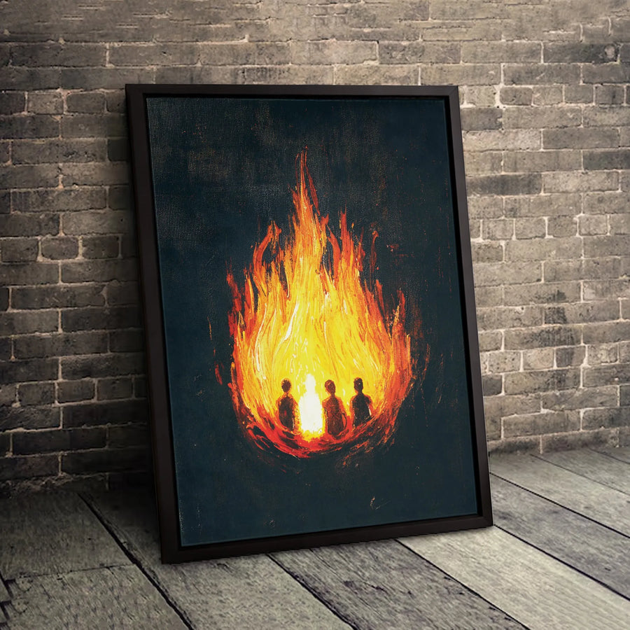 Bonfire Canvas Wall Art | Abstract Campfire Silhouette Print | 1.25-Inch Gallery Wrap | Cozy Fireplace Decor Gift for Home