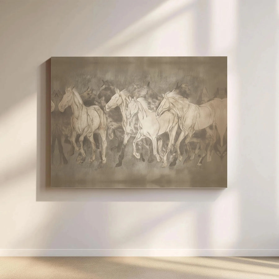 Galloping Horse Canvas Art | Monochrome Sketch Wall Decor | Premium 1.25-Inch Gallery Wrap | Equestrian Farmhouse Office Gift