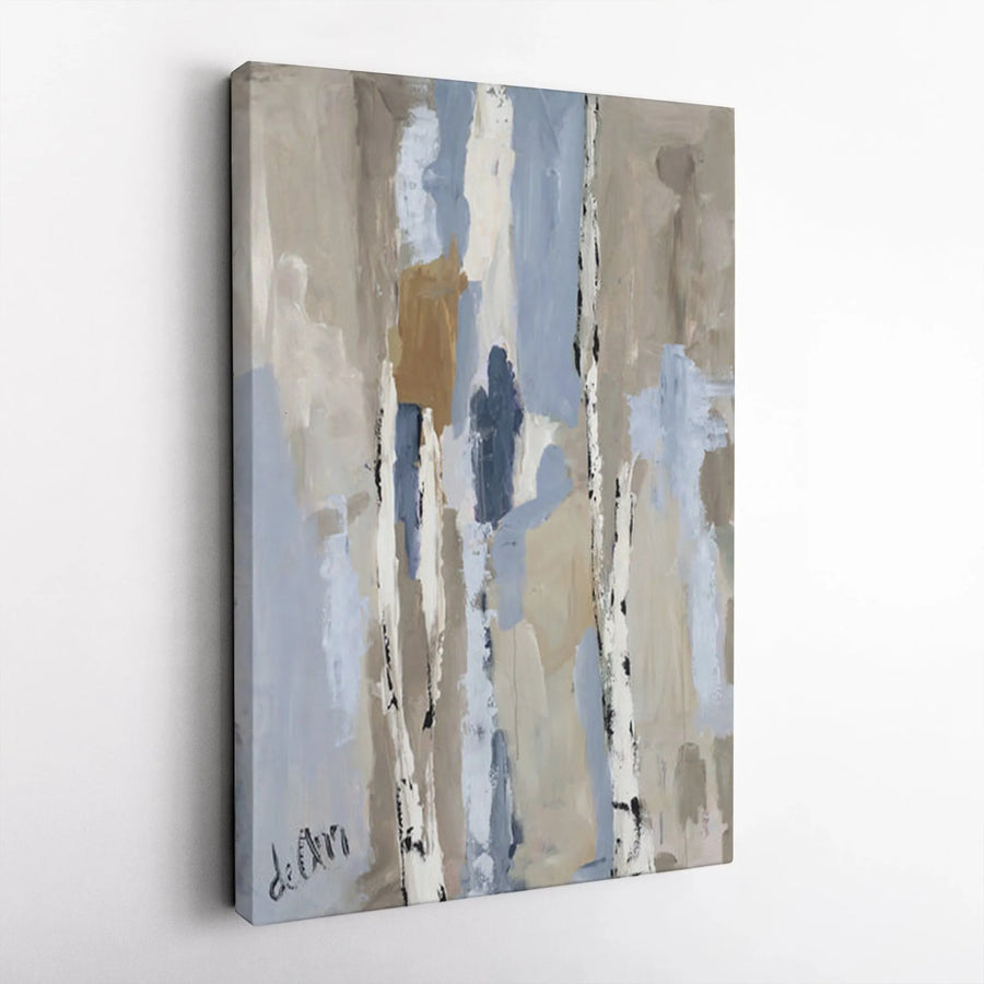 Abstract Birch Tree Canvas Wall Art | Modern Woodland Painting with Textured Look | Premium 1.25" Thick Canvas | Living Room & Office Decor Gift