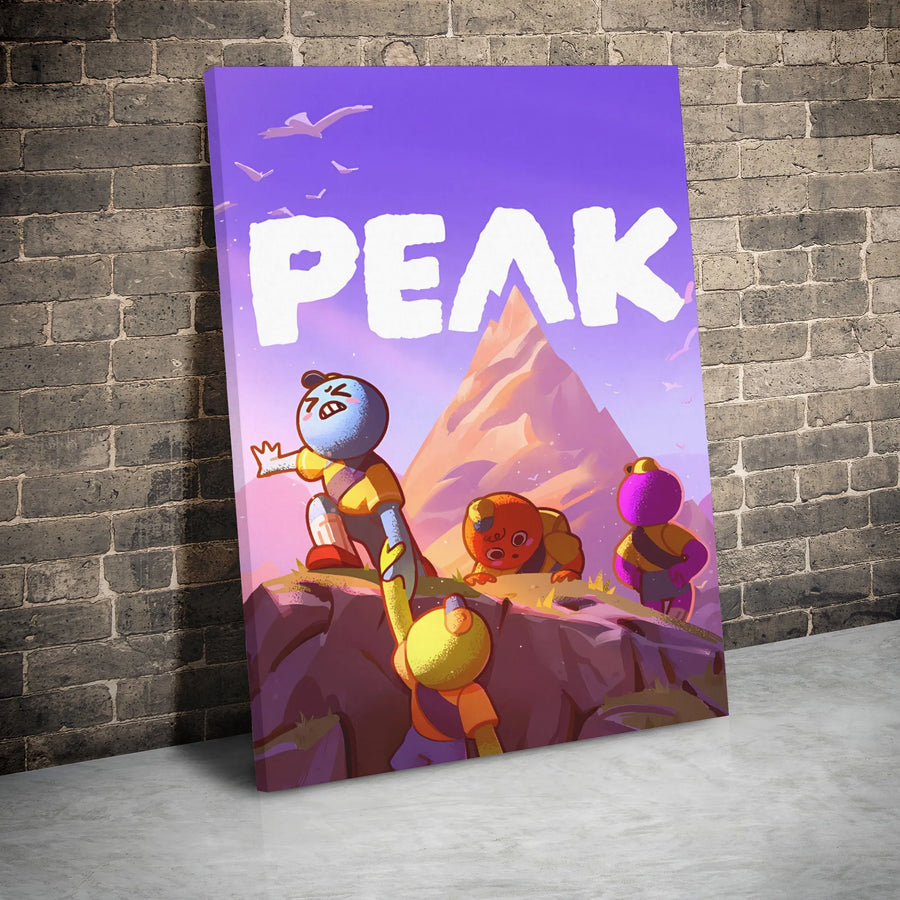 Peak Mountain Climbing Canvas | Whimsical Cartoon Character Wall Art | Premium 1.25-Inch Gallery Wrap | Inspiring Adventure Decor For Kids Room
