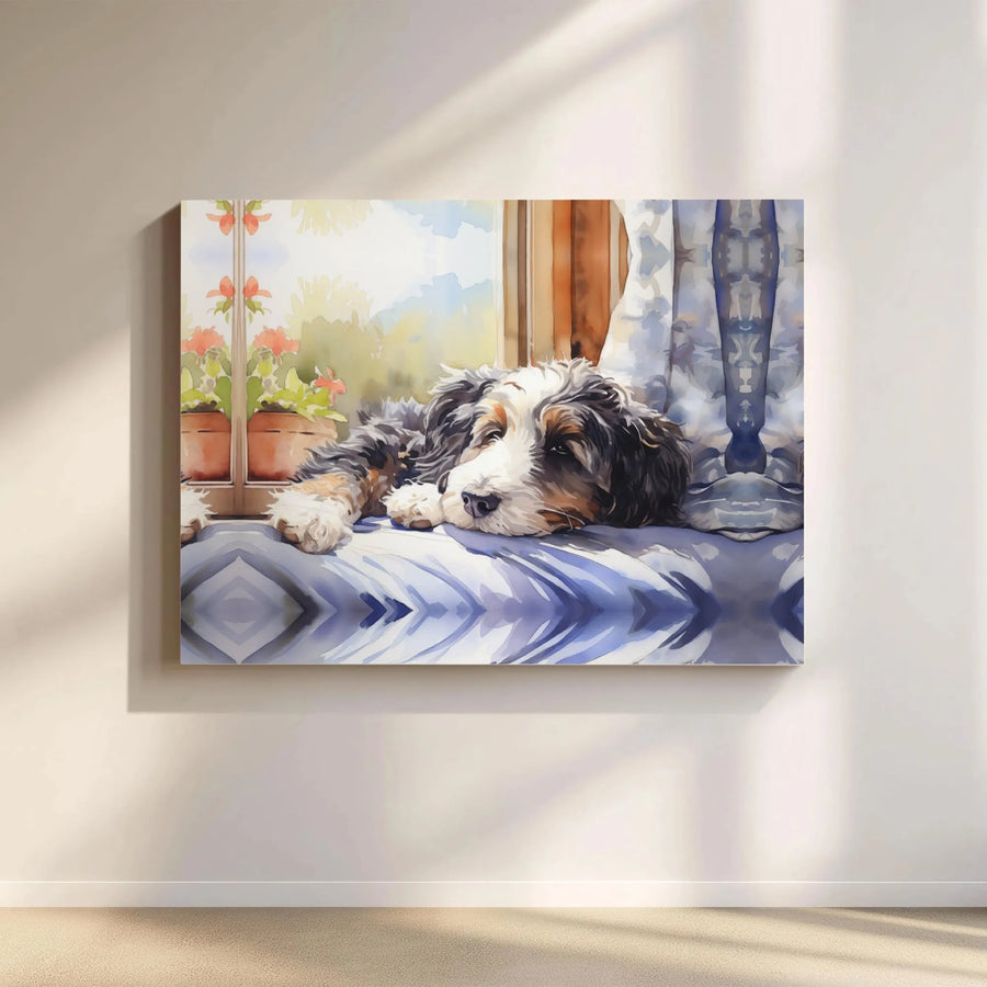 Bernedoodle Canvas Wall Art | Watercolor Dog Painting Print | Premium Gallery-Wrapped Canvas | Gift for Dog Mom or Dad