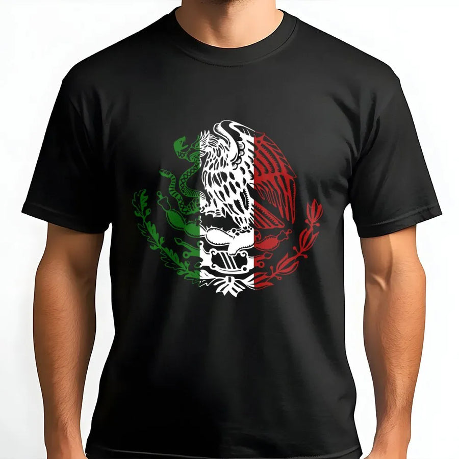 Mexico Flag T-Shirt | Mexican Eagle Emblem Design | Premium Cotton Graphic Tee | Gift for Mexican Heritage and Pride