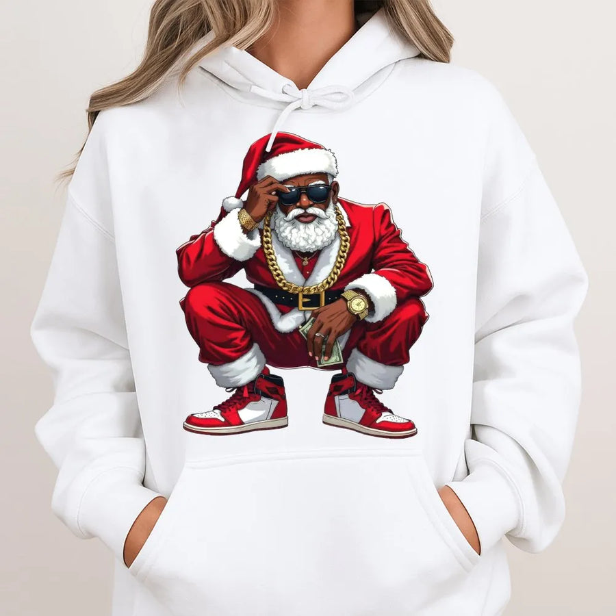 Black Santa Hoodie | Hip Hop Streetwear Style | Premium Cotton Blend | Funny Christmas Gift For Him & Her