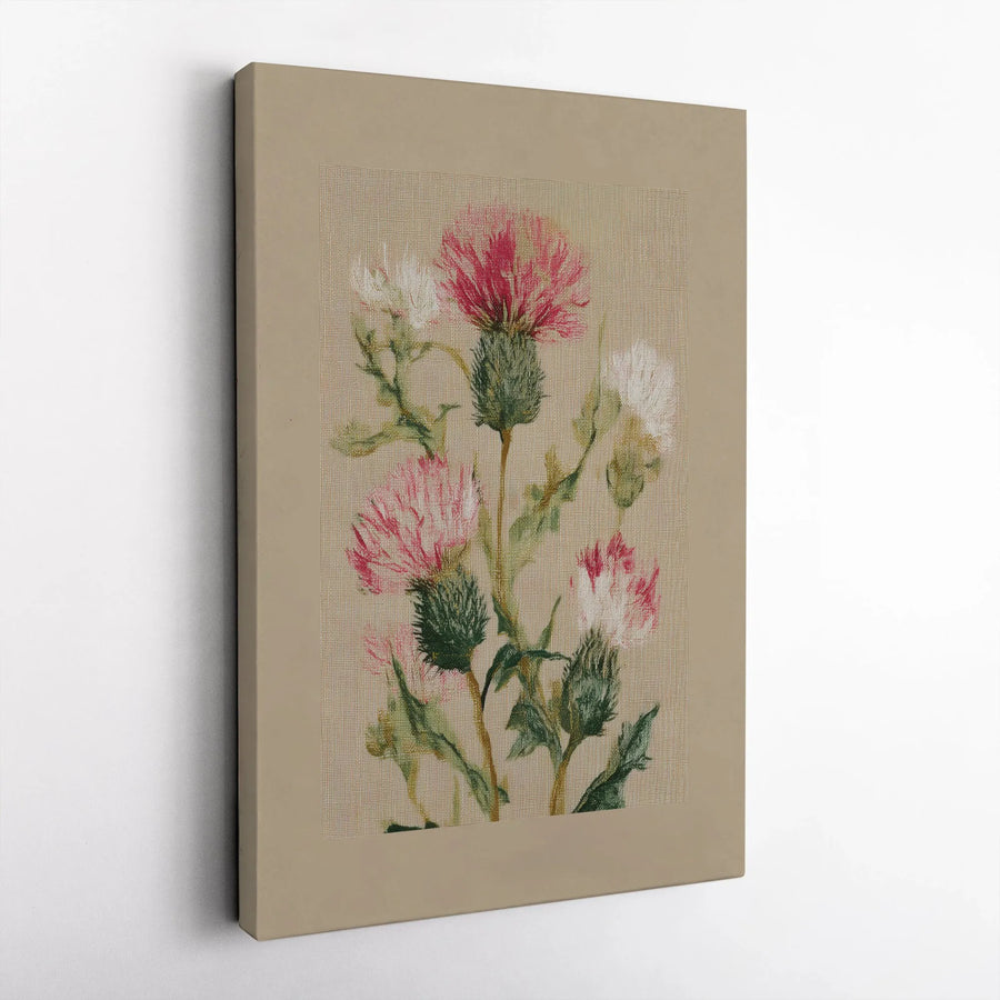 Scottish Thistle Botanical Art | Vintage Floral Illustration Print | Premium Fade-Resistant Canvas | Elegant Home Office Decor Gift