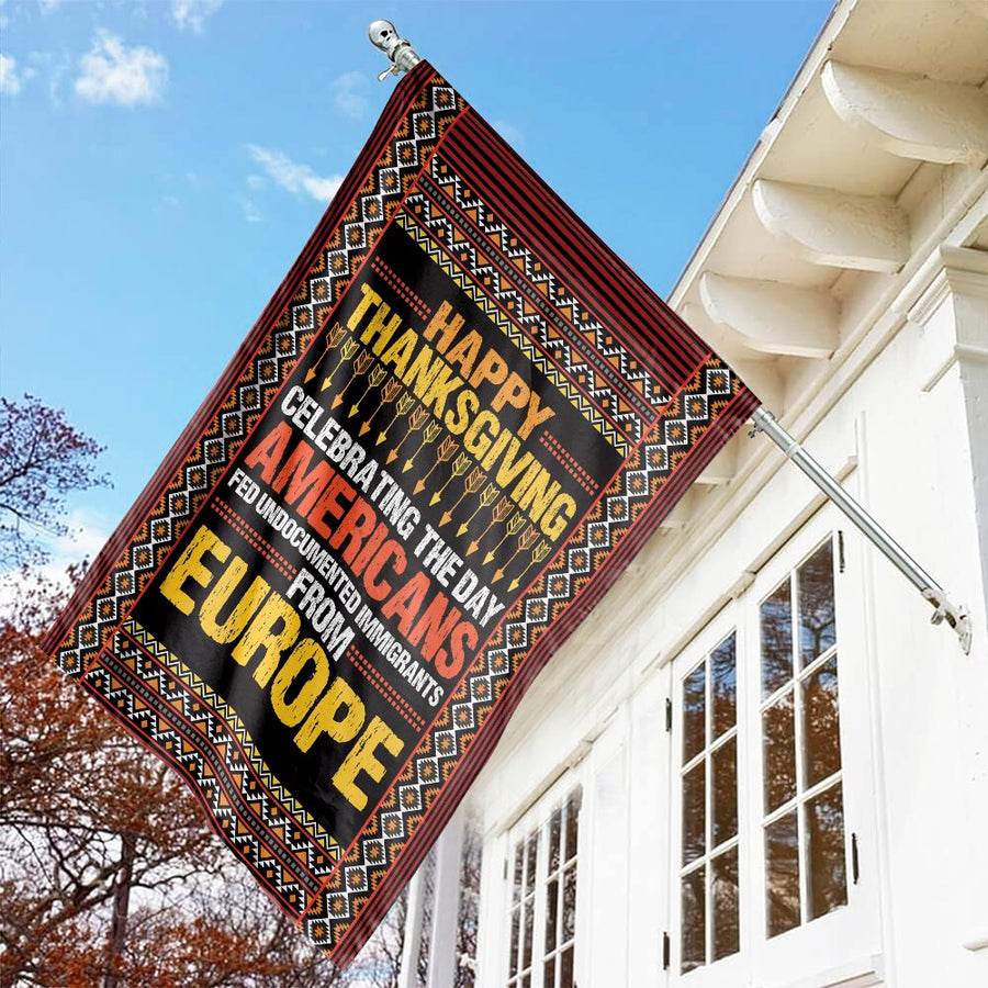 Happy Thanksgiving Flag | Satire House Decor | Weather-Resistant Polyester | Gift for History Buffs and Home Decor Enthusiasts