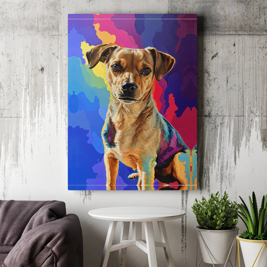 Dog Portrait Canvas Wall Art | Colorful Pop Art Puppy Print | 1.25-Inch Gallery Wrap | Modern Home Decor Gift for Dog Lovers
