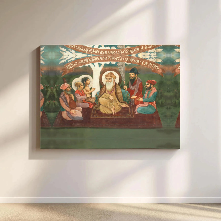 Guru Nanak Dev Ji Canvas Print | Vintage Sikh Religious Painting | Gallery Wrapped Premium Canvas | Spiritual Home Decor Gift