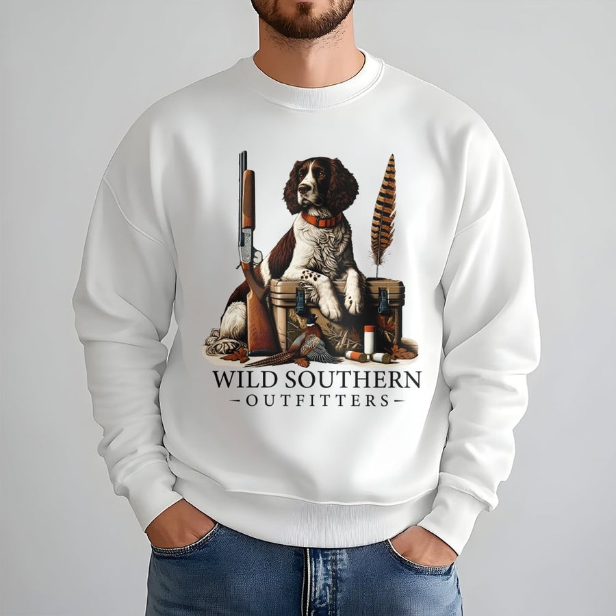Hunting Dog Sweatshirt | English Springer Spaniel & Pheasant Design | Premium Cotton Blend | Gift for Outdoorsman and Country Wildlife Lover
