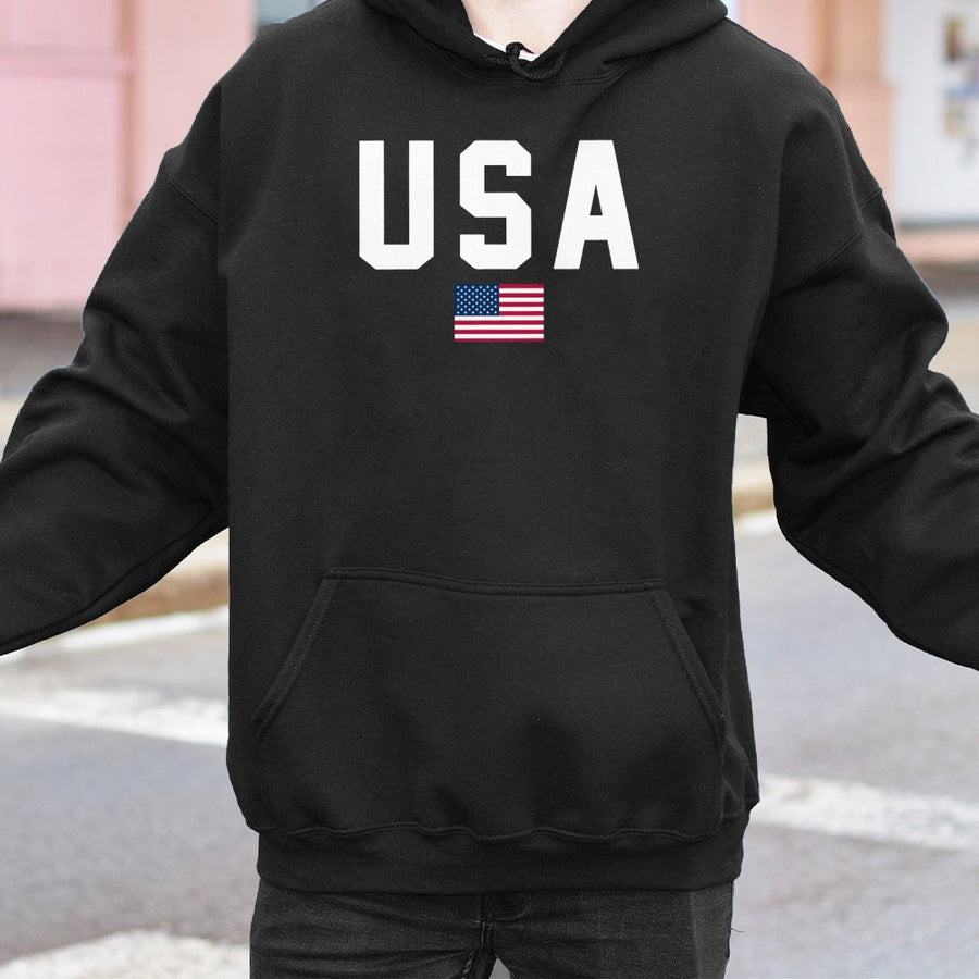 USA Flag Hoodie | Patriotic American Graphic Sweatshirt | Cotton-Polyester Blend Premium Apparel | Unisex Gift For Independence Day