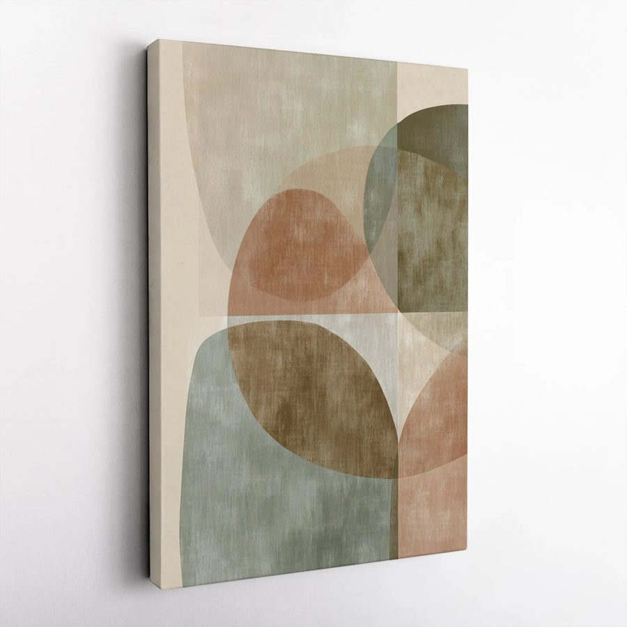 Abstract Geometric Canvas Wall Art | Mid-Century Modern Earthy Tones | Premium Gallery-Wrapped Print | Minimalist Living Room Home Decor