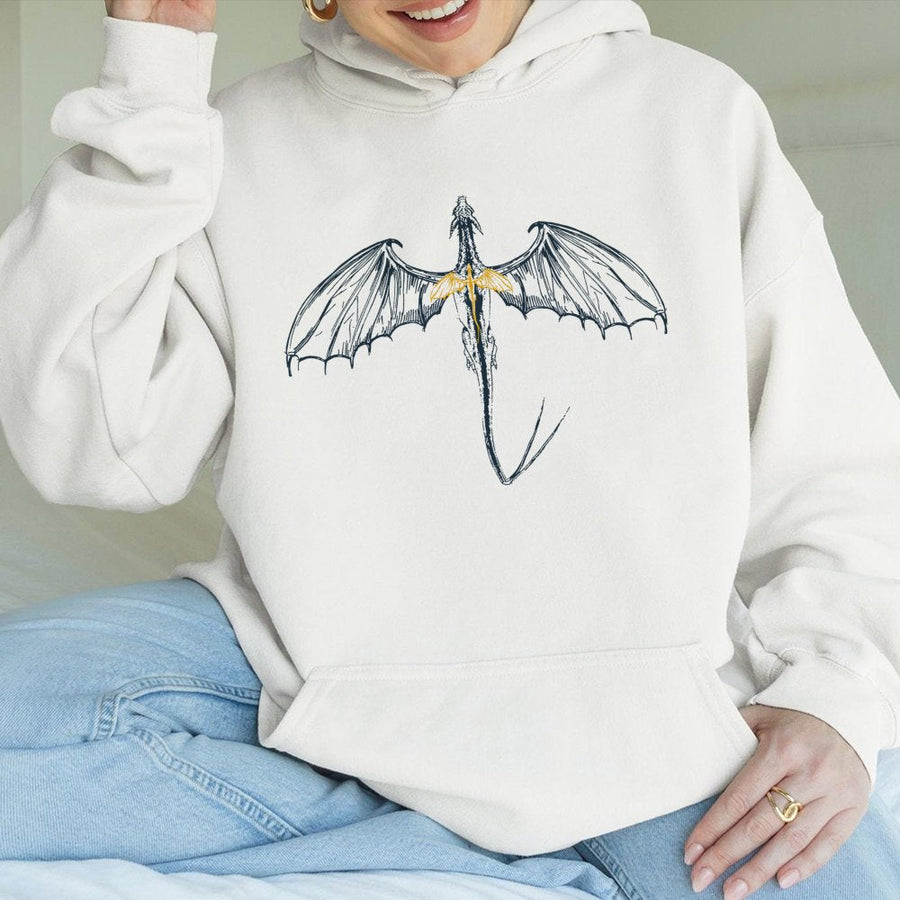 Dragon Rider Hoodie | Minimalist Mythical Creature Illustration | Premium Cotton-Blend Sweatshirt | Fantasy Book Lover Gift