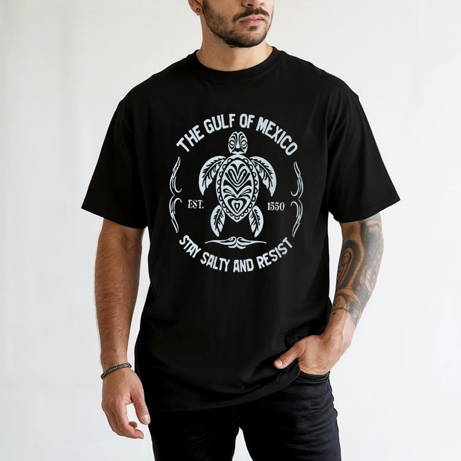 Gulf of Mexico Sea Turtle T-Shirt | Stay Salty and Resist Graphic Tee | Premium Cotton Coastal Style | Gift for Beach Lovers and Ocean Activists