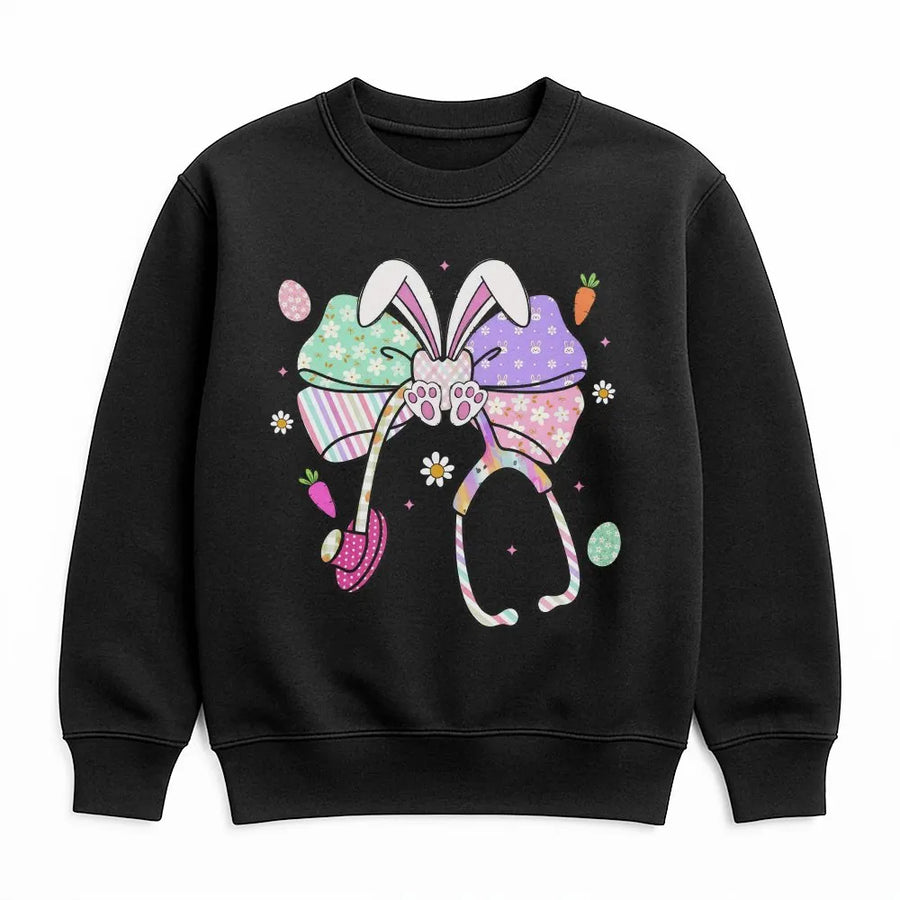 Easter Nurse Sweatshirt | Bunny Stethoscope Coquette Design | Soft Cotton Blend | Cute Healthcare Gift for RN LPN CNA Student