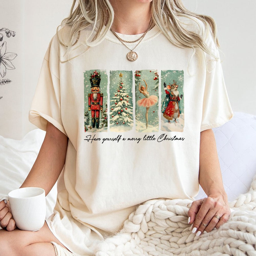 Nutcracker Christmas T-Shirt | Vintage Ballet & Mouse Design | 100% Cotton Premium Quality | Festive Holiday Apparel Gift for Women & Men