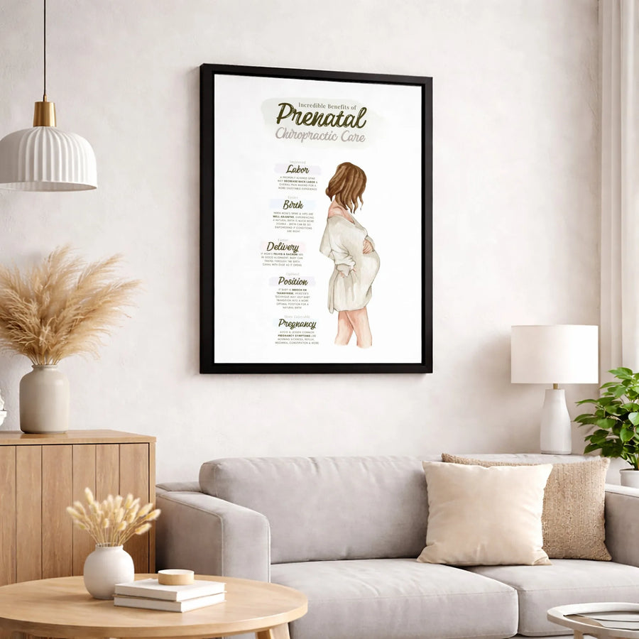 Prenatal Chiropractic Care Canvas | Educational Pregnancy Wellness Wall Art | Premium 1.25" Gallery Wrap | Chiropractor Office Decor Gift