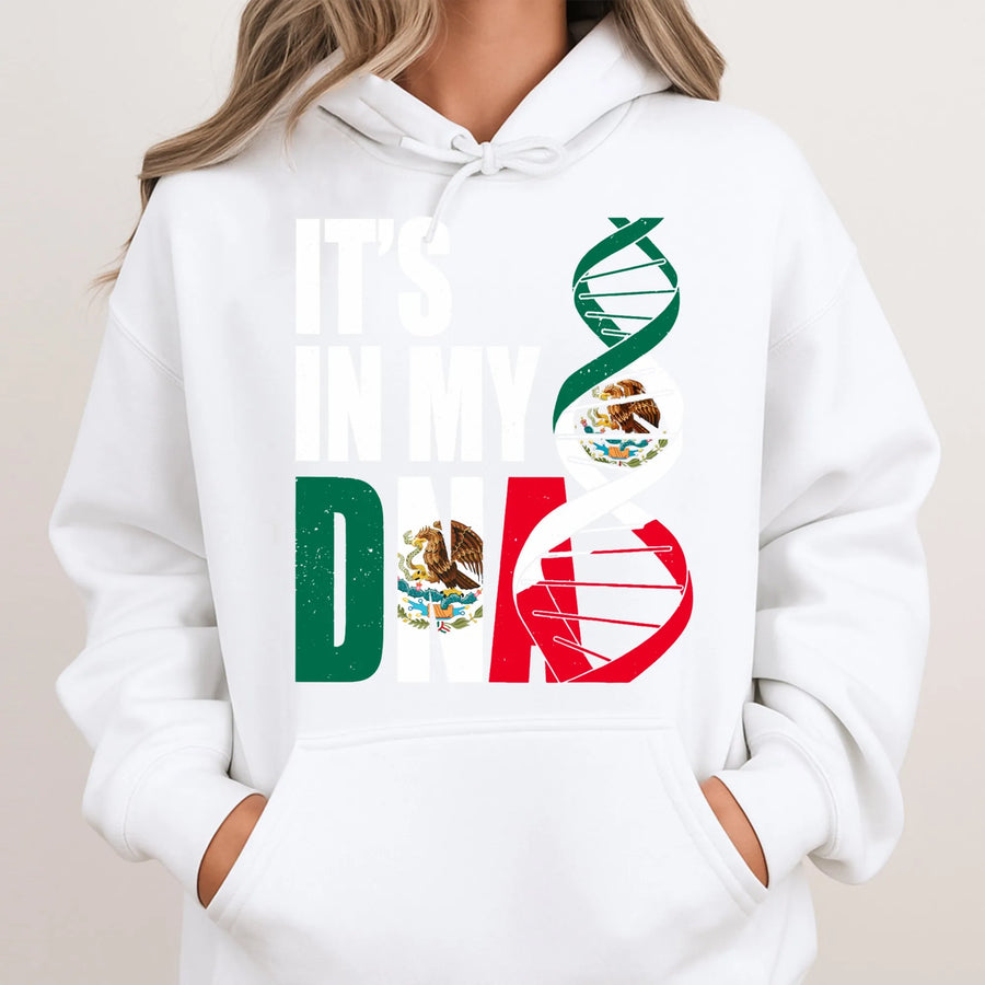 Mexico DNA Hoodie | Mexican Flag Heritage Heritage Design | Premium Cotton Blend | Proud Latino Roots Gift For Him Or Her