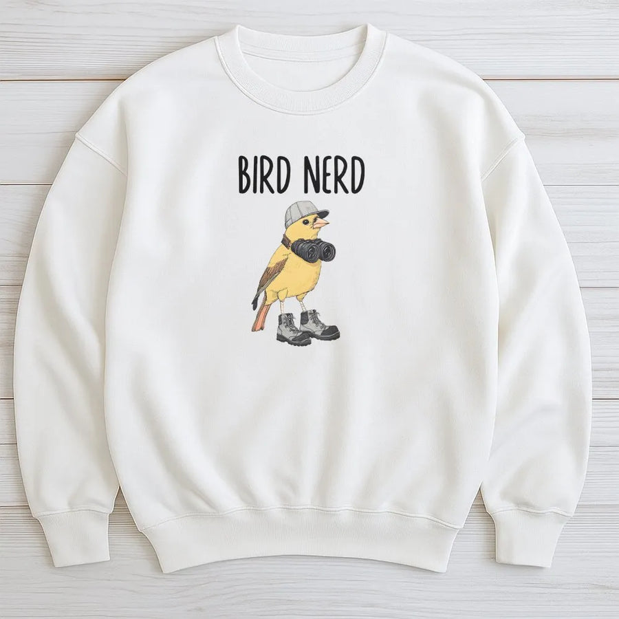 Bird Nerd Sweatshirt | Funny Bird with Binoculars Graphic | Premium Cotton Blend | Gift for Bird Watcher & Twitcher