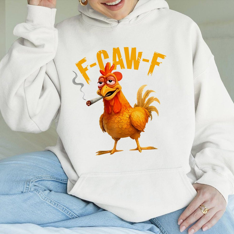 F-Caw-F Chicken Hoodie | Funny Smoking Meme Graphic | Premium Cotton-Blend Pullover | Sarcastic Humor Gift for Men and Women