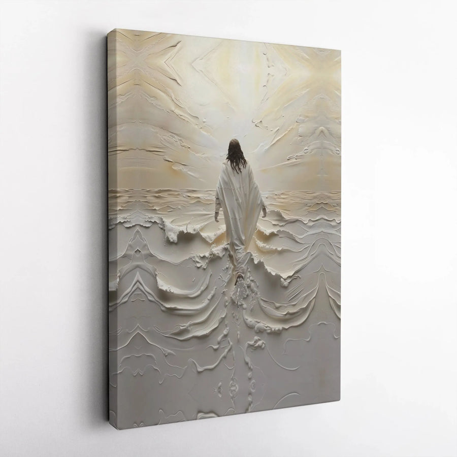 Jesus Walking On Water Canvas Print | Textured Impasto Style Religious Wall Art | Premium Fade-Resistant Gallery Wrap | Christian Home Decor Gift