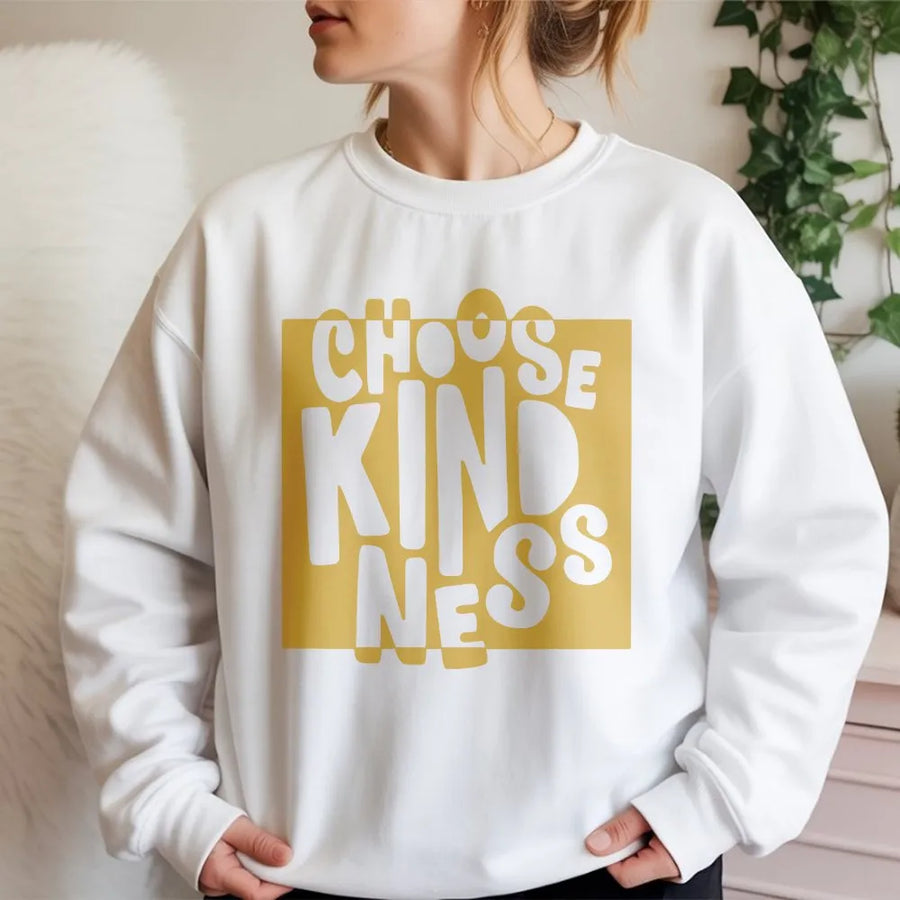 Choose Kindness Sweatshirt | Retro Positive Vibes Graphic Tee | Premium Cotton Blend Comfort | Inspirational Gift for Her or Him