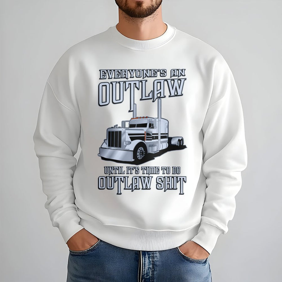 Outlaw Trucker Sweatshirt | Funny Semi Truck Graphic Design | Premium Cotton Blend | Gift For Truck Drivers And Diesel Enthusiasts