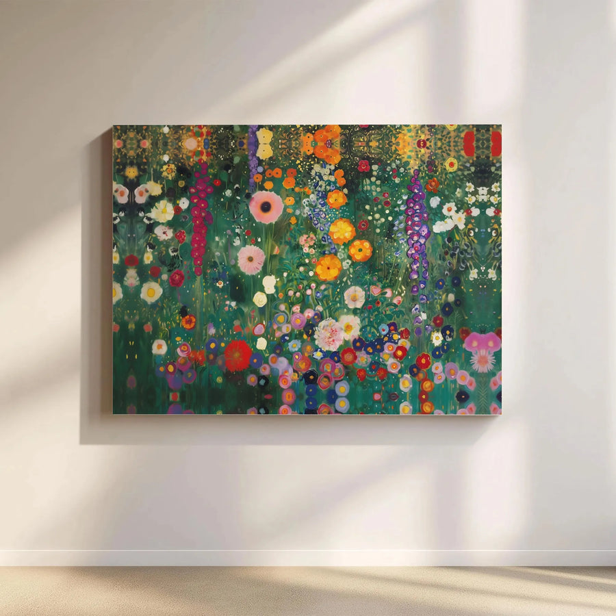Gustav Klimt Flower Garden Canvas Art | Famous Fine Art Reproduction | 1.25 Inch Gallery Wrap | Premium Wall Decor for Living Room