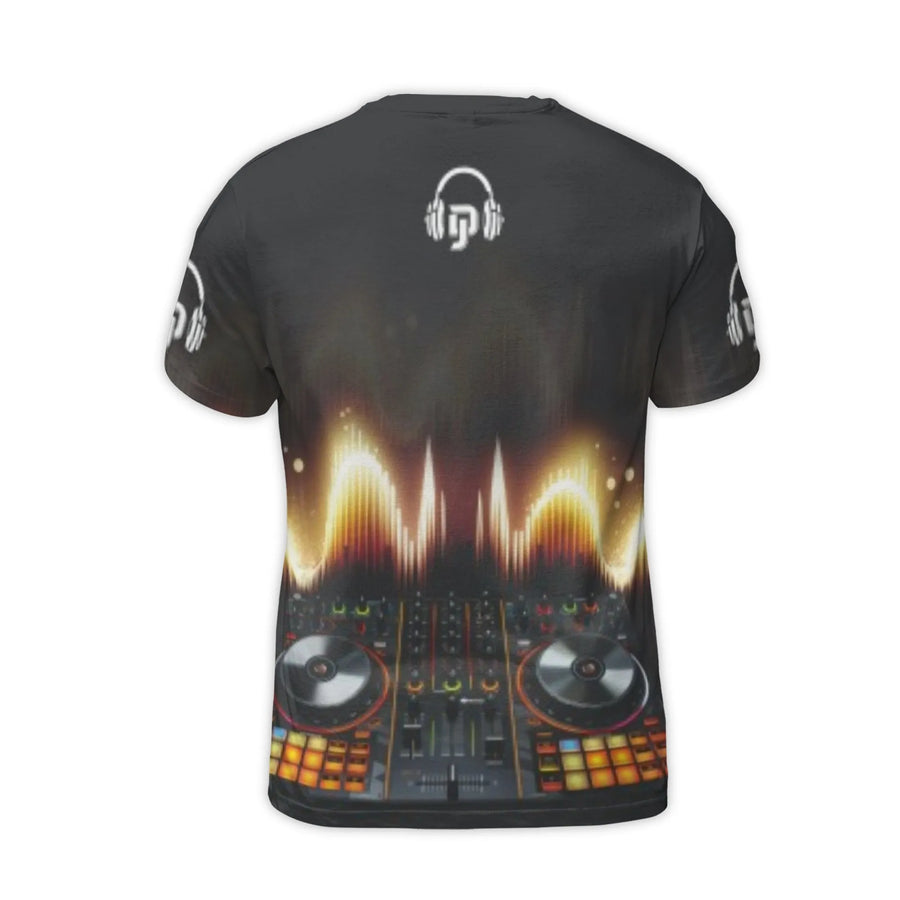 DJ Turntable Music T-Shirt | 3D Soundwave Graphic Print | Premium Polyester Blend | Gift for DJs and Electronic Music Lovers