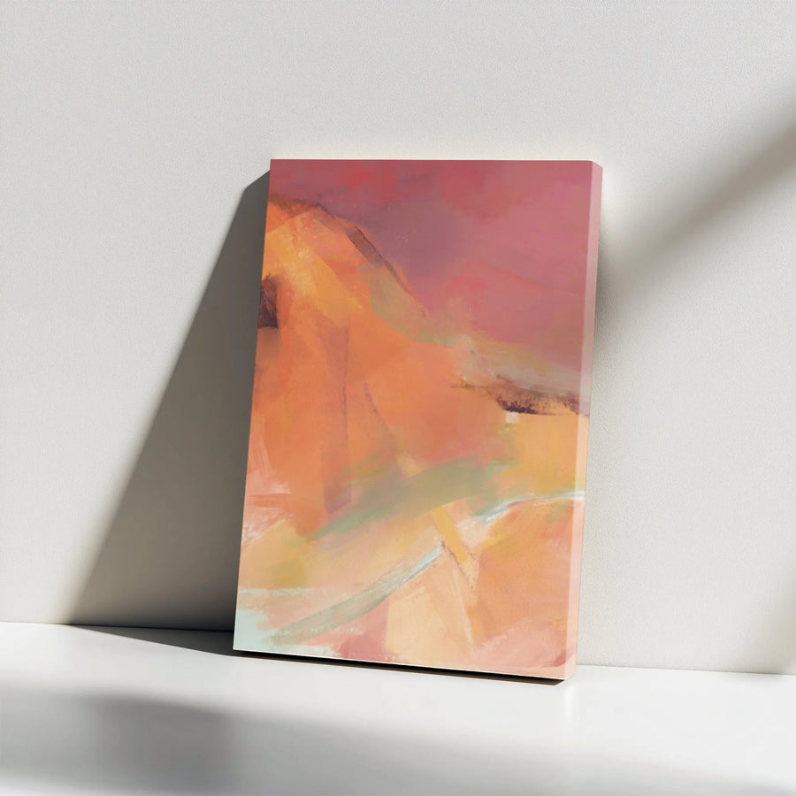 Abstract Vertical Canvas Wall Art | Warm Tone Terracotta Brushstroke Print | Premium Gallery Wrapped Canvas | Modern Living Room & Office Decor Gift