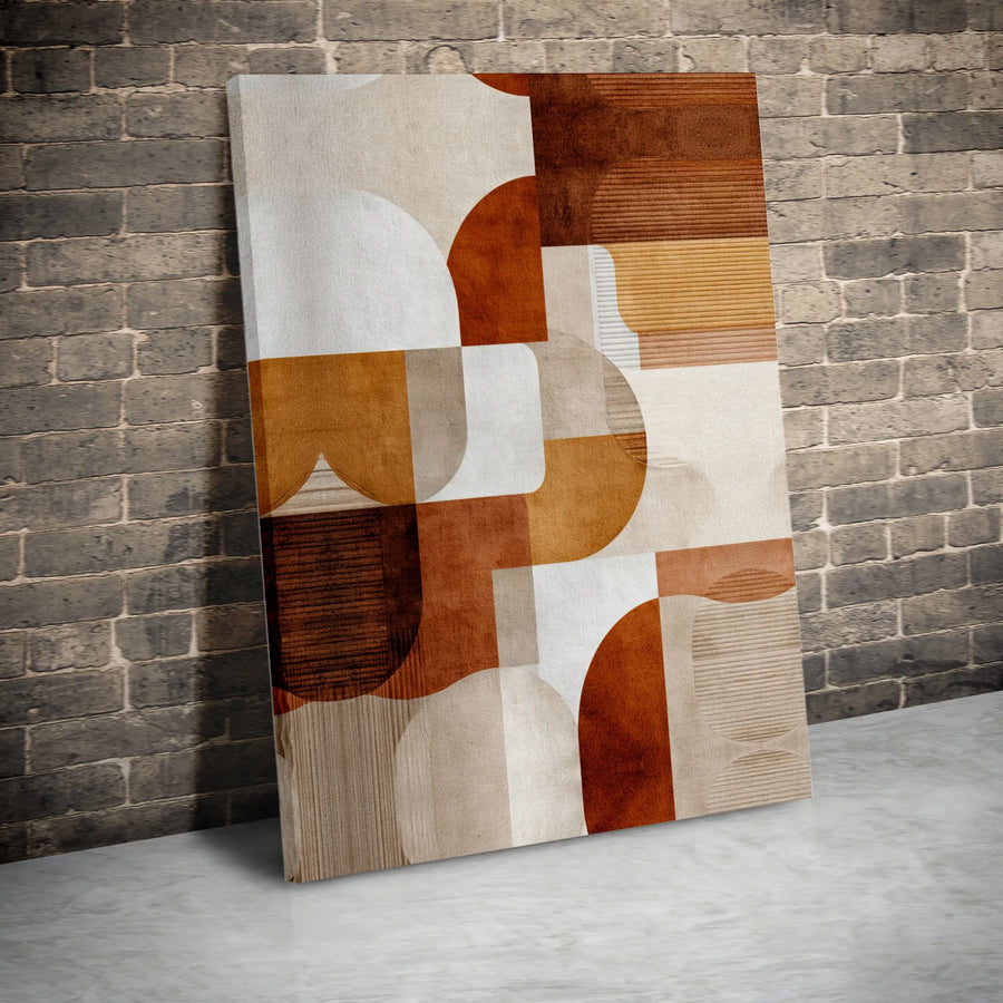 Abstract Geometric Canvas Wall Art | Mid-Century Modern Earth Tone Print | Premium Gallery-Wrapped 1.25" Profile | Sophisticated Home Decor Gift