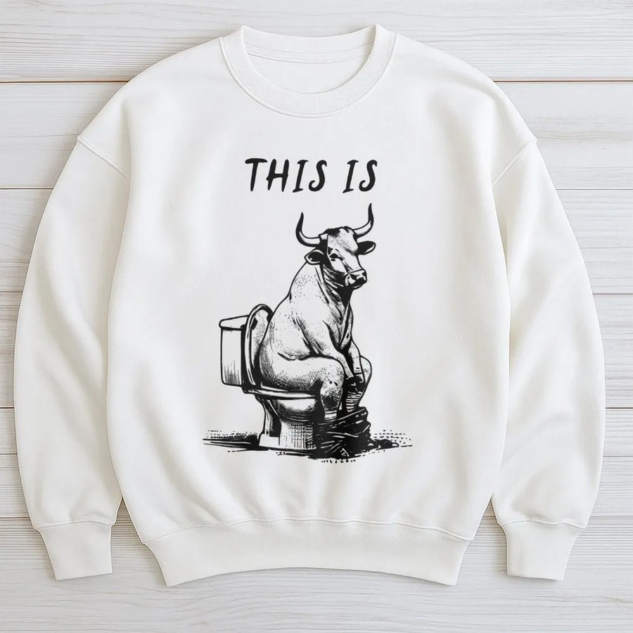 Funny Bull Shit Sweatshirt | Retro Illustration Graphic Tee | Premium Cotton Blend | Sarcastic Humor Gift For Men And Women