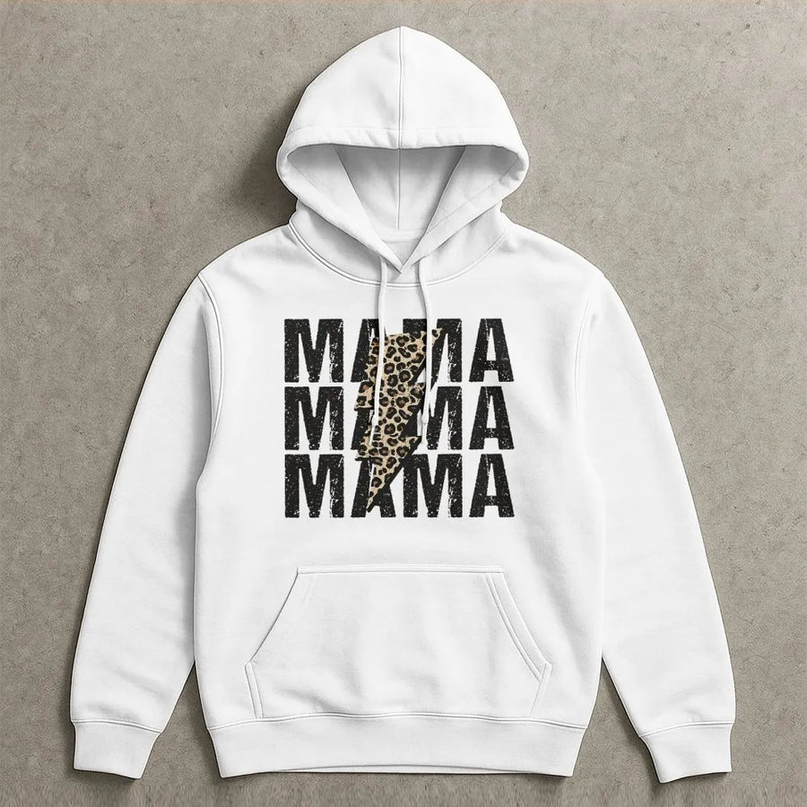Mama Hoodie | Leopard Lightning Bolt Graphic | Premium Cotton Blend | Trendy Mom Gift For Mother's Day 2026 Or Birthday