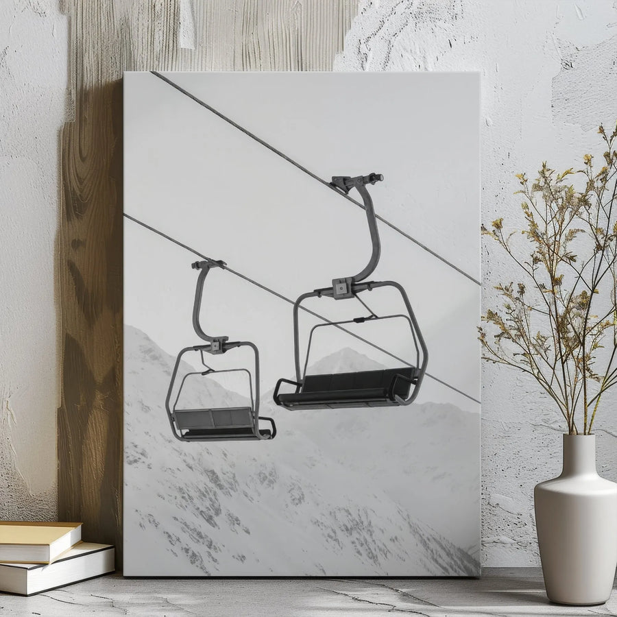 Ski Lift Canvas Wall Art | Snowy Mountain Photography | Premium Gallery Wrap Decor | Winter Sports Lover Gift for Home or Office