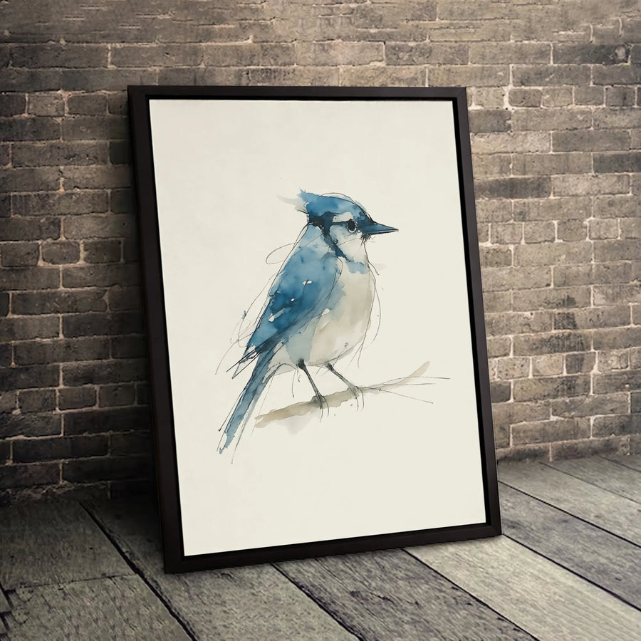 Blue Jay Watercolor Canvas Print | Abstract Bird Wall Art | Premium Gallery-Wrapped 1.25" Profile | Nature-Inspired Home Decor Gift