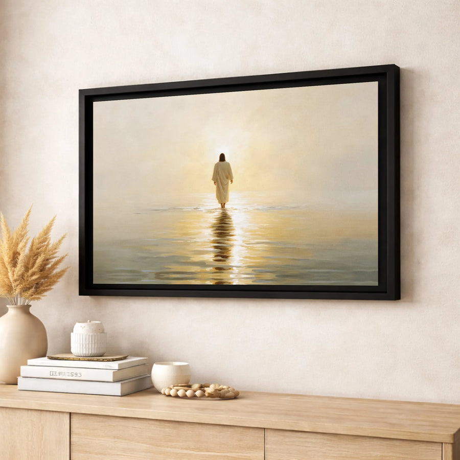 Jesus Walking on Water Canvas | Religious Christian Wall Art | Premium Gallery Wrapped Print | Inspirational Home Decor Gift