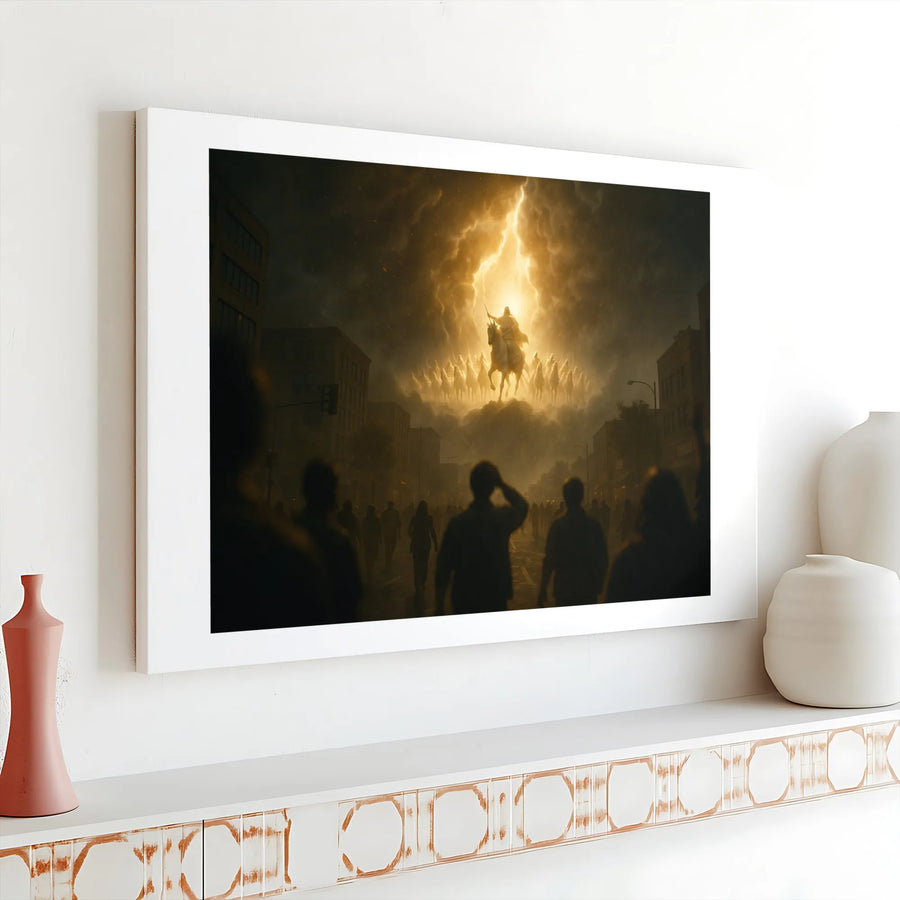 Second Coming of Christ Canvas Art | Dramatic Heavenly Army Biblical Wall Decor | Premium 1.25-Inch Gallery Wrap | Spiritual Gift for Faithful Christians