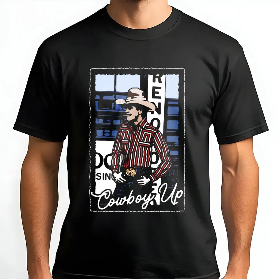 Cowboy Up Western T-Shirt | Vintage Rodeo Ranch Graphic Tee | 100% Cotton Premium Quality | Gift for Country Western Enthusiasts