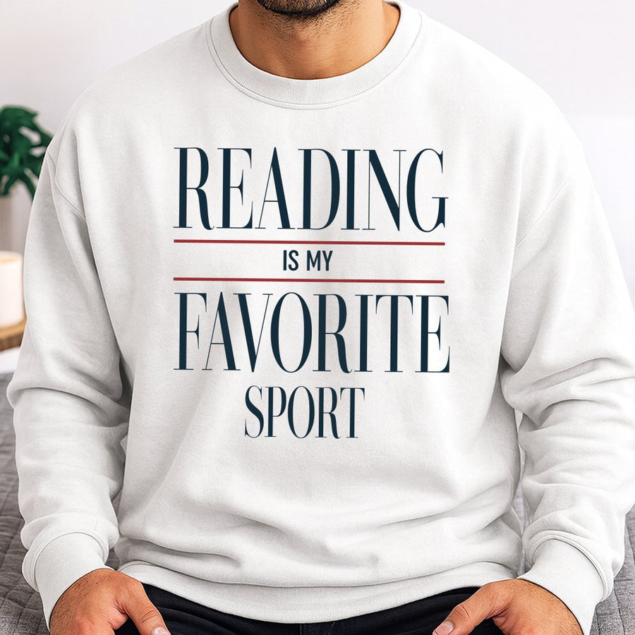 Reading Is My Favorite Sport Sweatshirt | Bookish Graphic Pullover | Premium Cotton Blend Cozy Crewneck | Gift for Readers, Librarians, and Bookworms