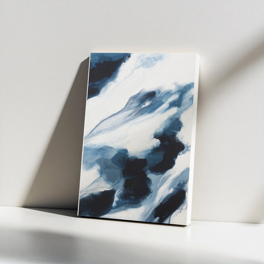 Abstract Indigo Canvas Print | Fluid Watercolor Effect Wall Art | Gallery Quality 1.25" Thick Canvas | Modern Home Decor Gift