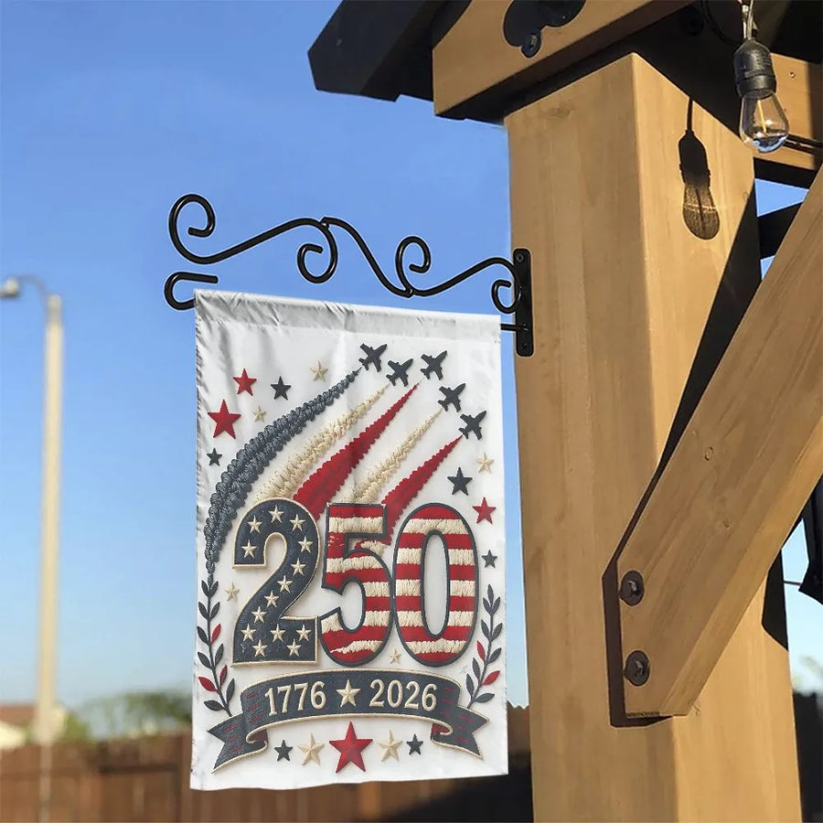 USA 250th Anniversary Garden Flag | Commemorative 1776-2026 Design with Fighter Jets | Weather Resistant Double Sided Polyester | Patriotic Yard & Home Decor Gift